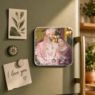 Personalized Wedding Gift for Couples Photo Musical Fridge Magnet | Music Player Refrigerator Magnet | Marriage for Couple
